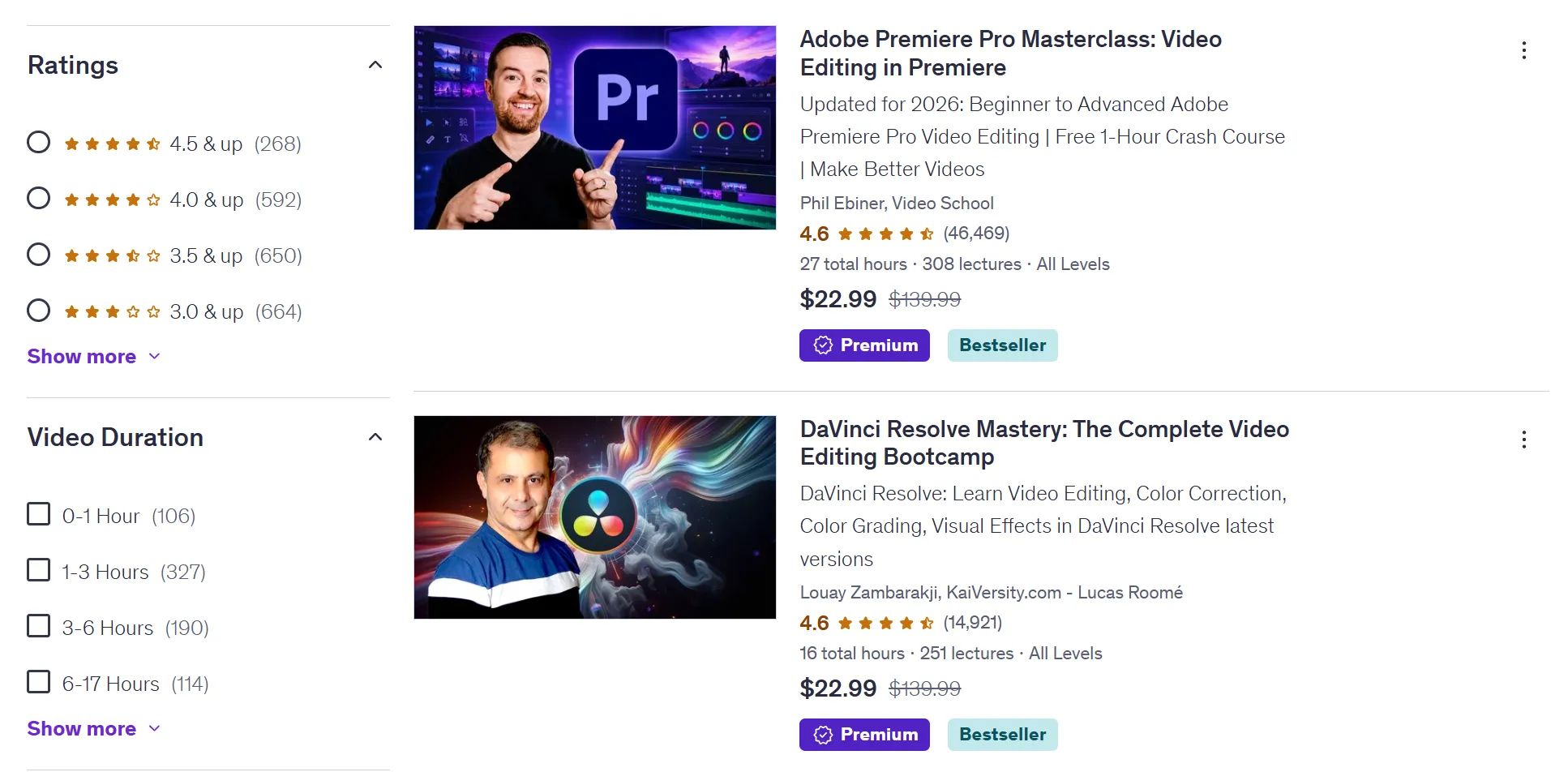 Udemy Video Editing Courses