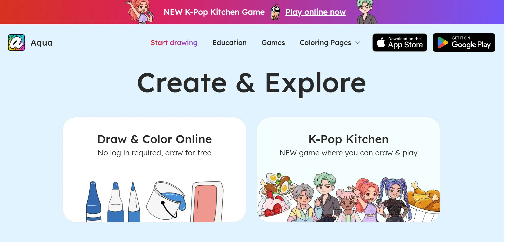 aqua free drawing online